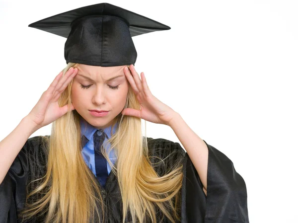 Porträtt av stressade ung kvinna i gradering klänning — Stockfoto