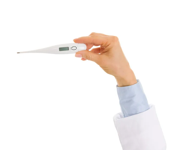 Nahaufnahme auf Arzt Hand hält Thermometer — Stockfoto