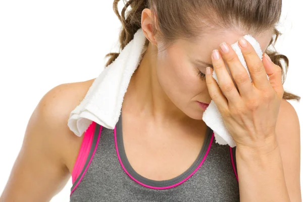 Fitness young woman towel — Stock Photo, Image