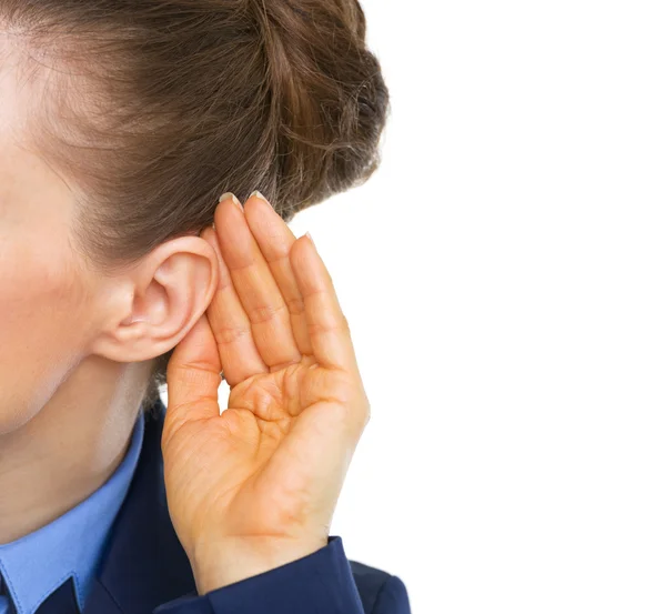 Close-up op zakenvrouw luisteren — Stockfoto