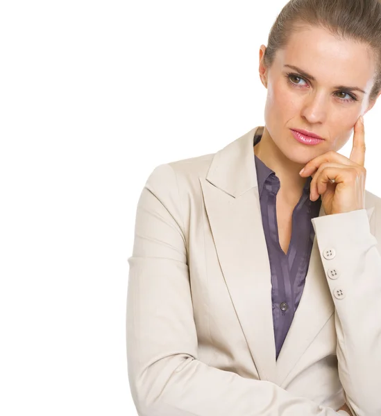 Retrato de mujer de negocios reflexiva — Foto de Stock