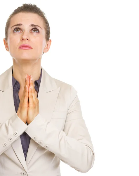 Mulher de negócios rezando — Fotografia de Stock