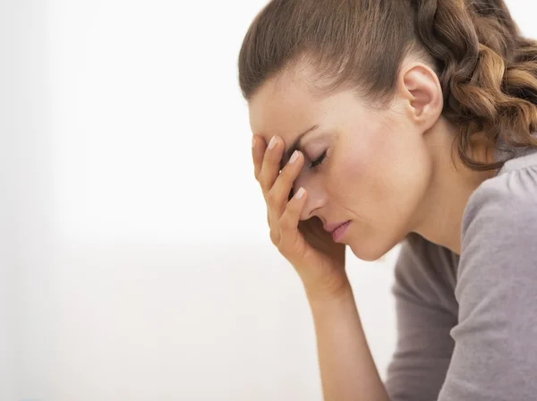 Portrait of stressed young woman — Stock Photo, Image