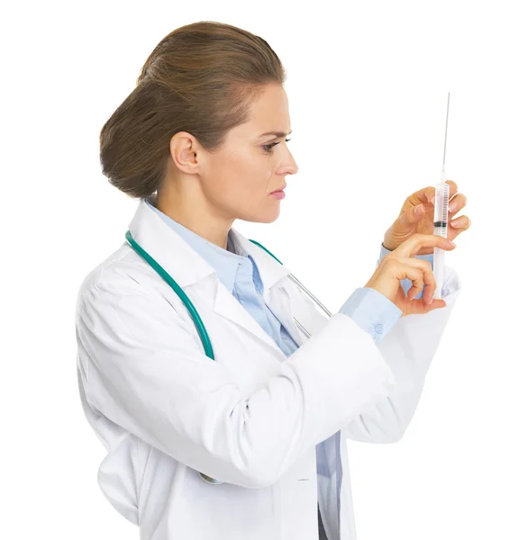Doctor woman with syringe — Stock Photo, Image
