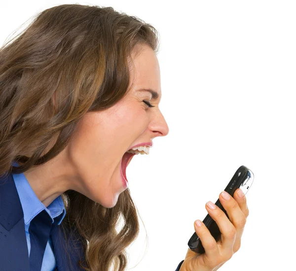 Geschäftsfrau mit Telefon — Stockfoto