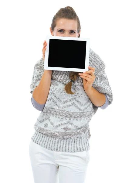 Donna con tablet pc — Foto Stock