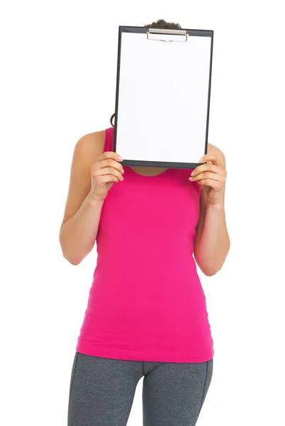 Woman holding blank — Stock Photo, Image