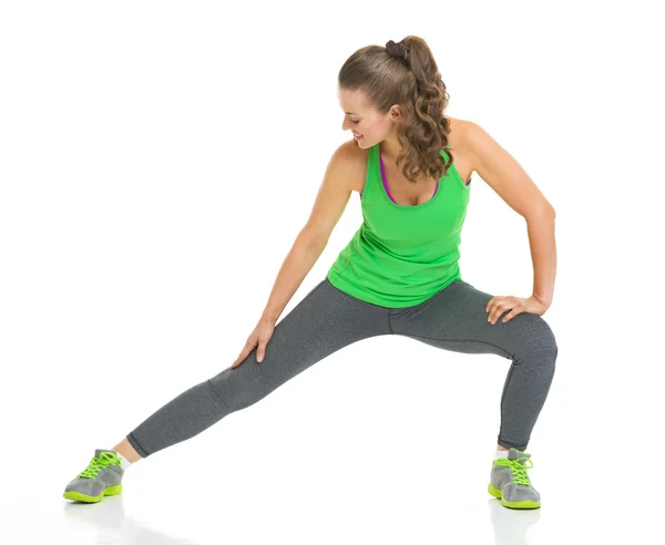 Fitness giovane donna stretching — Foto Stock