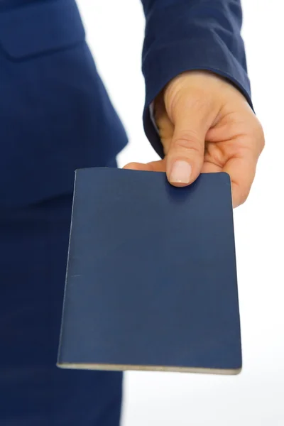 Business woman giving passport — Stock Photo, Image