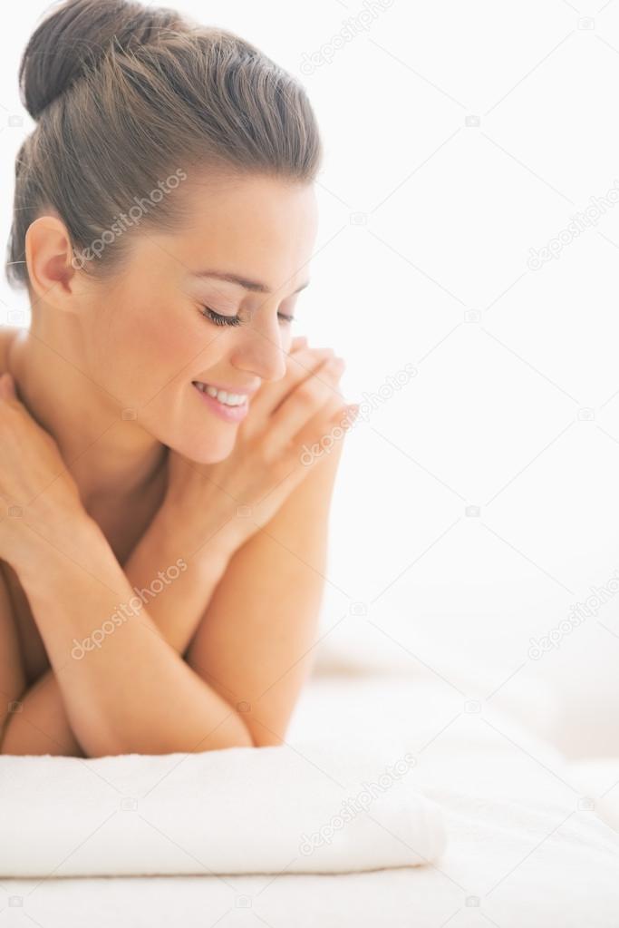 Woman laying on massage table