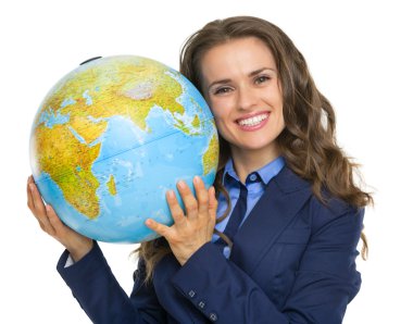 iş kadını ile dünya Küre