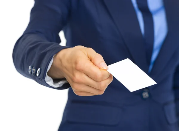 Business woman giving business card — Stock Photo, Image