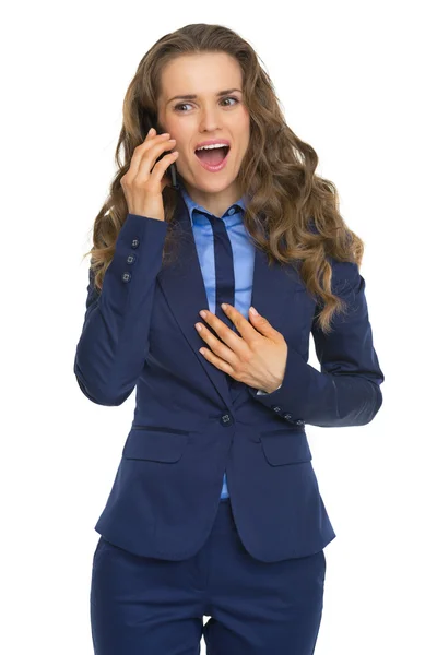 Business woman talking cell phone — Stock Photo, Image