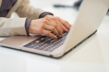 İş kadını Laptop 'ta çalışıyor