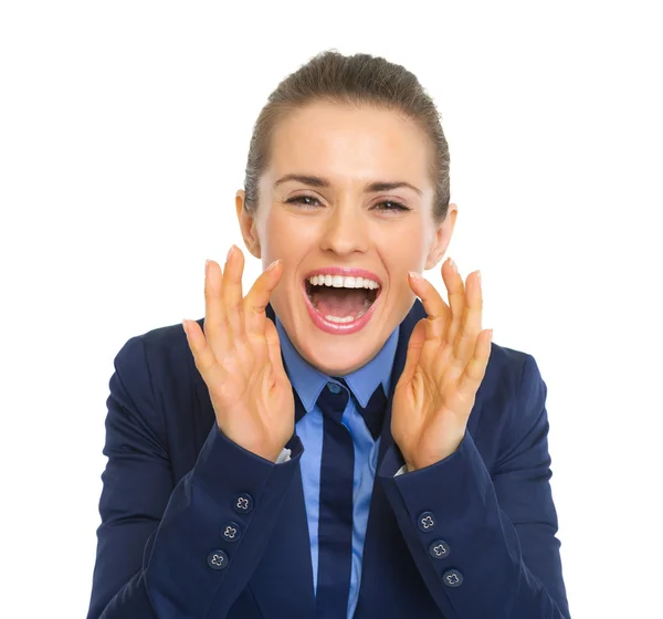 Businesswoman shouting — Stock Photo, Image