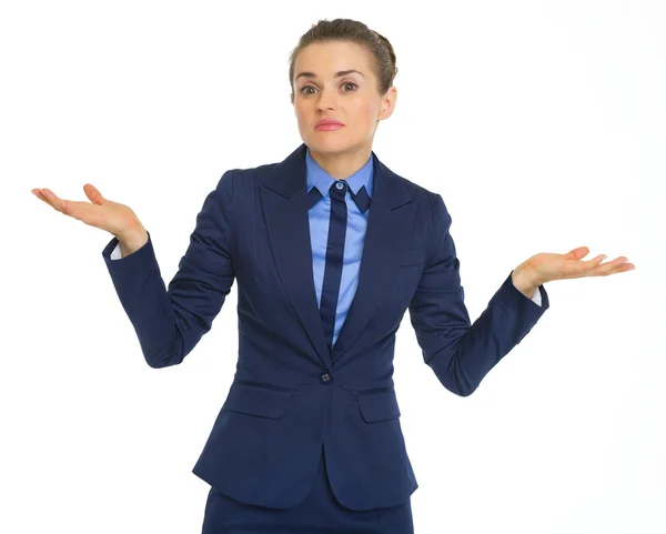 Doubting businesswoman — Stock Photo, Image