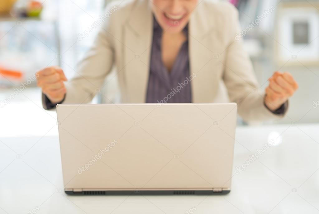 Laptop and businesswoman