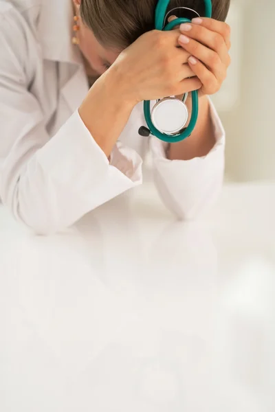 Stressed medical doctor woman in office — Stock Photo, Image