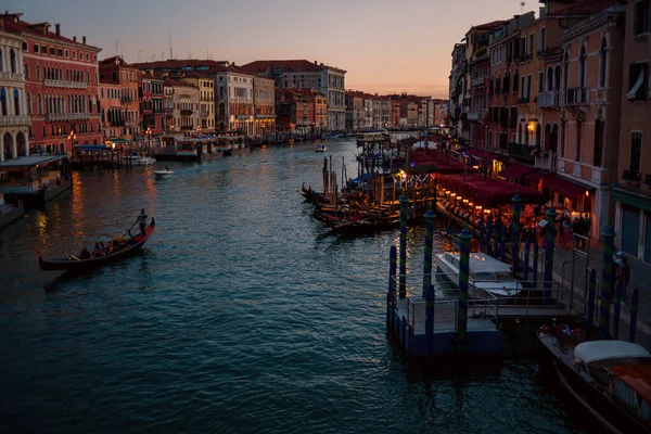 Веніка Липня 2020 Року Краєвид Гондолою Грандіозний Канал Вночі Венеції — стокове фото