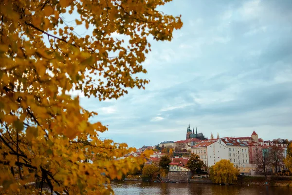 Hola Septiembre Praga Ciudad Con Río Moldava Vista Catedral San — Foto de Stock