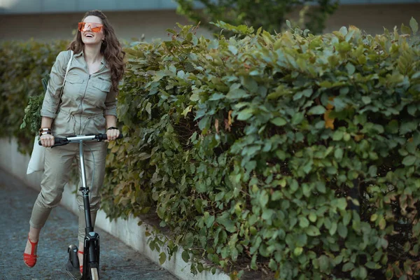 Mujer Mediana Edad Moderna Feliz Gafas Sol General Con Bolsa Imágenes De Stock Sin Royalties Gratis