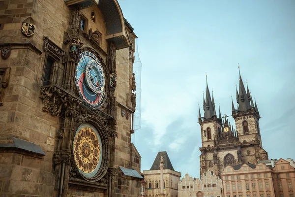 Paysage Avec Place Vieille Ville Horloge Astronomique Église Notre Dame — Photo