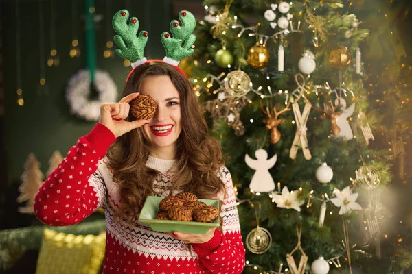 Christmas Time Happy Trendy Years Old Woman Christmas Cookie Funny — 图库照片