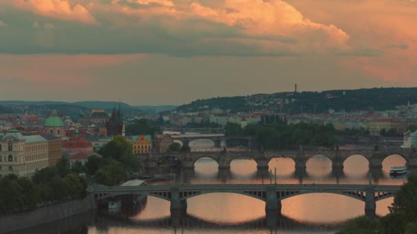 Landscape Vltava River Evening Prague Czech Republic — Video Stock