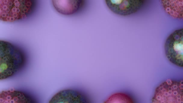 Merry Christmas Flat Lay Christmas Balls Purple Background — Stock Video