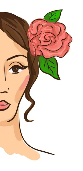 Ilustración mujer media cara —  Fotos de Stock