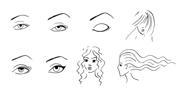 Olhos e rostos desenhados à mão — Fotografia de Stock