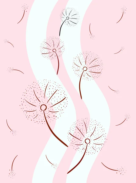 蒲公英玫瑰色的粉笔画插图 — 图库照片