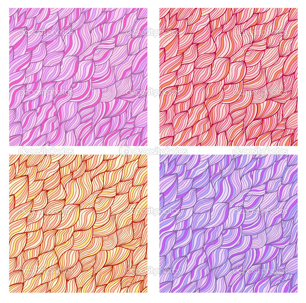 Set of artistic wavy hand drawn seamless patterns for you