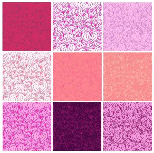 Grote reeks van Valentijn naadloze patronen — Stockfoto