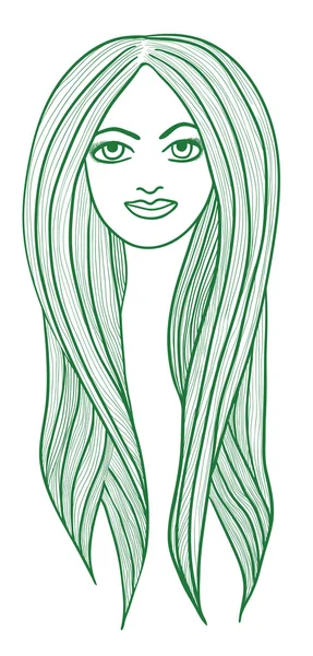 Hermosa chica de pelo largo — Vector de stock