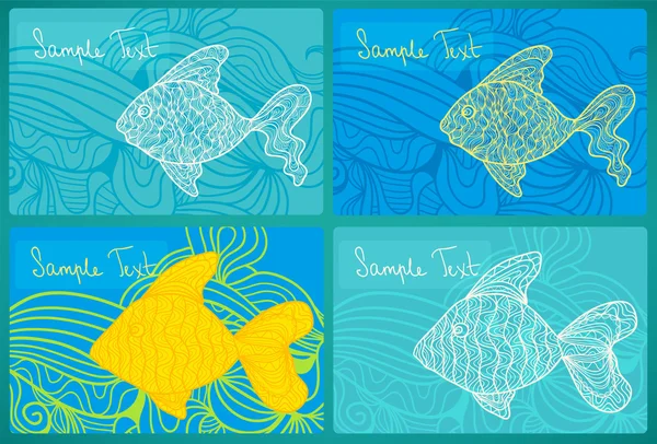 Fish cards set — Stock Vector