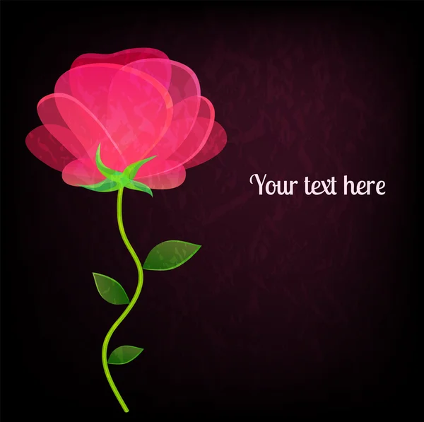 Vacker ros på svart bakgrund kort med en plats för ditt te — Stock vektor