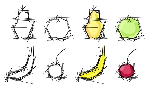 フルーツのスケッチ — ストックベクタ