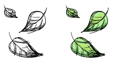 Vector sketch of falling leaves clipart