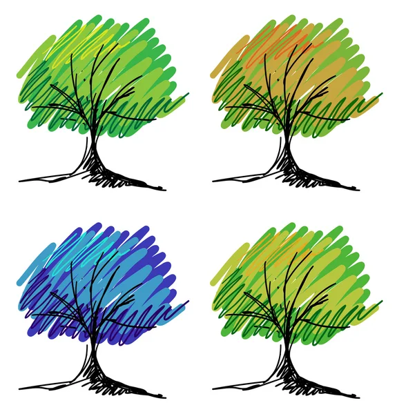 Set of vector tree sketches — Stock Vector