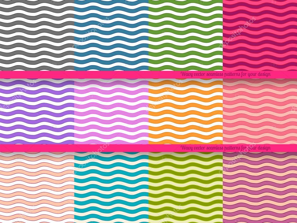 Big set of wavy vector seamless patterns for your design