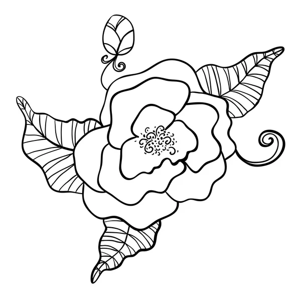 Disegno in bianco e nero di fiore — Vettoriale Stock