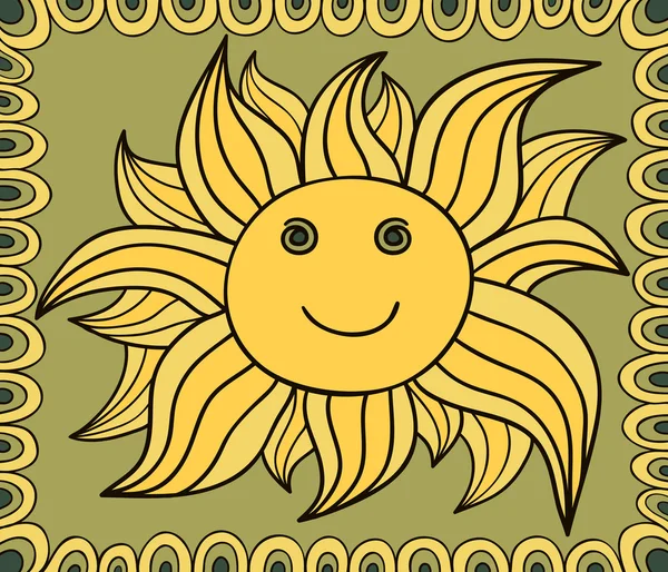 様式化された太陽を描画します。ベクトルの背景 — ストックベクタ