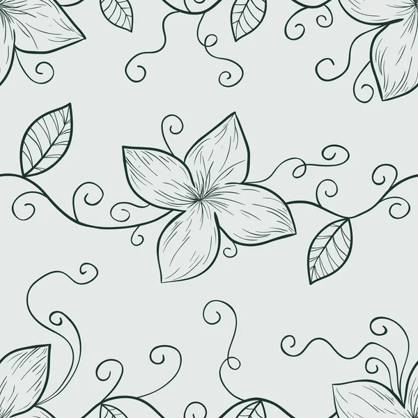 Monochrome floral seamless pattern — Stock Vector