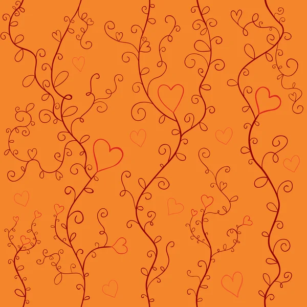 オレンジ色のバレンタインのシームレスなパターン — ストックベクタ