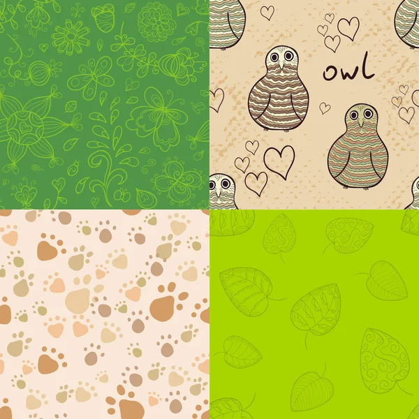 Natural seamless patterns set — Stock Vector