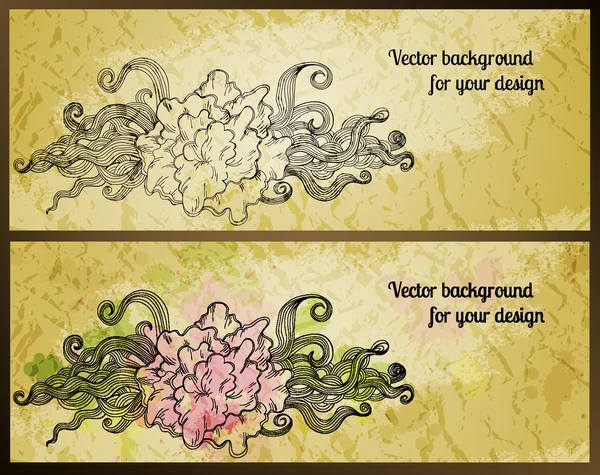 Vintage vector banners with stylized flowers. — Stock Vector