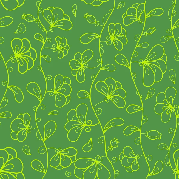Patrón sin costura vector floral en colores verde y amarillo — Vector de stock