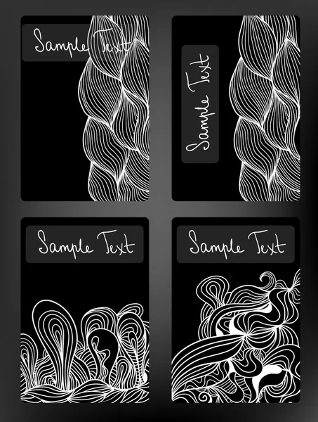 Black and white doodle vector cards collection. — Stock Vector