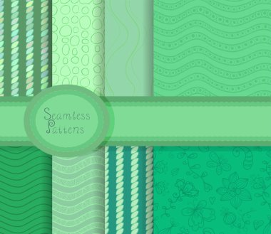 güzel vektör yeşil renklerde Dikişsiz desen koleksiyonu